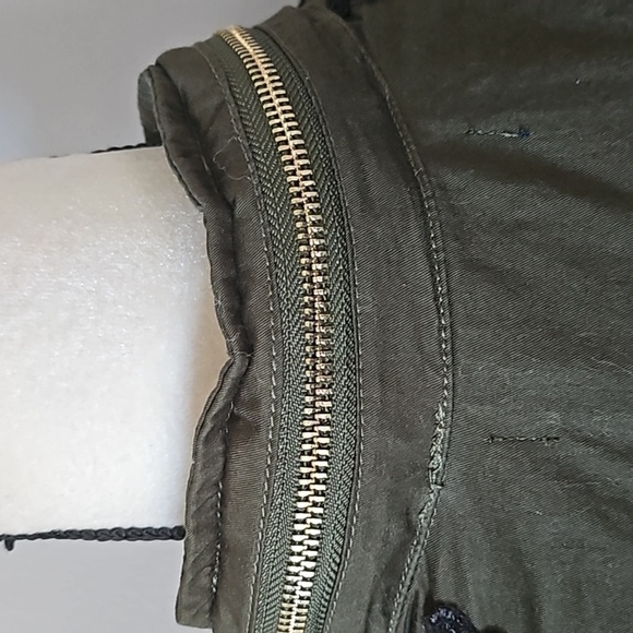 Denim 24/7 Olive Green Utility Jacket with Black Appliques & Tie Waist NWOT - Picture 4 of 12